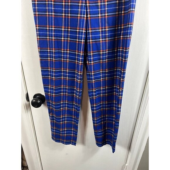 Forever 21 blue/red plaid soft flat front pants. Size small - Picture 3 of 8